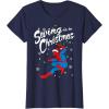 imageMarvel SpiderMan Swing In To Christmas TShirtNavy Blue