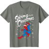 imageMarvel SpiderMan Swing In To Christmas TShirtOlive Heather