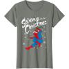 imageMarvel SpiderMan Swing In To Christmas TShirtOlive Heather