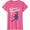 imageMarvel SpiderMan Swing In To Christmas TShirtPink Heather