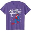 imageMarvel SpiderMan Swing In To Christmas TShirtPurple Heather