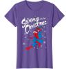 imageMarvel SpiderMan Swing In To Christmas TShirtPurple Heather