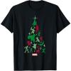 imageMarvel Avengers and Guardians of the Galaxy Christmas Tree Short Sleeve TShirtBlack