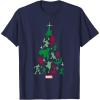 imageMarvel Avengers and Guardians of the Galaxy Christmas Tree Short Sleeve TShirtNavy Blue