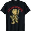 imageMarvel Christmas Groot Galaxy Greetings Short Sleeve TShirtBlack