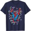 imageMarvel Christmas SpiderMan Jingle All The Way Action Pose TShirtNavy Blue