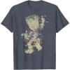 imageMarvel Guardians Of The Galaxy Groot Christmas Lights TShirtHeather Blue