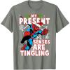 imageMarvel SpiderMan Present Senses Tingling Christmas TShirtOlive Heather