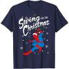 imageMarvel SpiderMan Swing In To Christmas TShirtNavy Blue