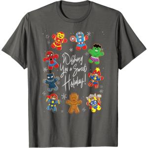 imageMarvel Avengers Christmas Gingerbread Wishing Sweet Holiday TShirtAsphalt Grey