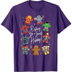 imageMarvel Avengers Christmas Gingerbread Wishing Sweet Holiday TShirtPurple