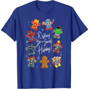 imageMarvel Avengers Christmas Gingerbread Wishing Sweet Holiday TShirtRoyal Blue