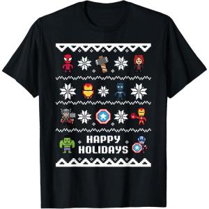 imageMarvel Avengers Christmas Sweater Happy Holidays TShirtBlack