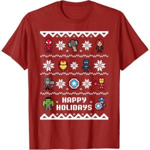 imageMarvel Avengers Christmas Sweater Happy Holidays TShirtCranberry Red