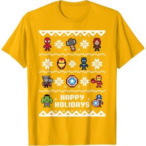imageMarvel Avengers Christmas Sweater Happy Holidays TShirtGolden Yellow