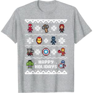 imageMarvel Avengers Christmas Sweater Happy Holidays TShirtHeather Grey