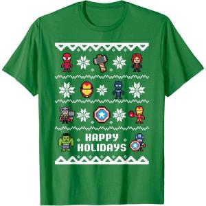 imageMarvel Avengers Christmas Sweater Happy Holidays TShirtKelly Green