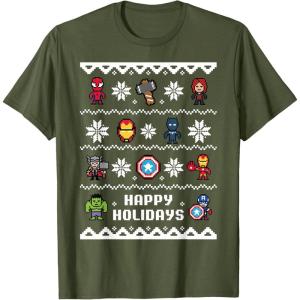 imageMarvel Avengers Christmas Sweater Happy Holidays TShirtOlive Green