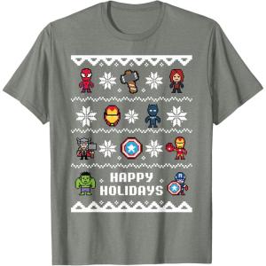 imageMarvel Avengers Christmas Sweater Happy Holidays TShirtOlive Heather