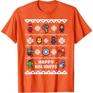 imageMarvel Avengers Christmas Sweater Happy Holidays TShirtOrange