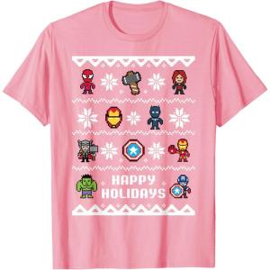 imageMarvel Avengers Christmas Sweater Happy Holidays TShirtPink
