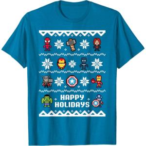 imageMarvel Avengers Christmas Sweater Happy Holidays TShirtSapphire Blue