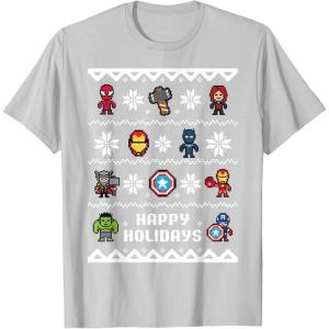 imageMarvel Avengers Christmas Sweater Happy Holidays TShirtSilver Grey