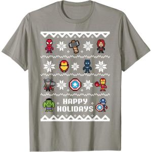 imageMarvel Avengers Christmas Sweater Happy Holidays TShirtSlate Grey