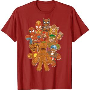 imageMarvel Avengers Gingerbread Cookies Christmas TShirtCranberry Red