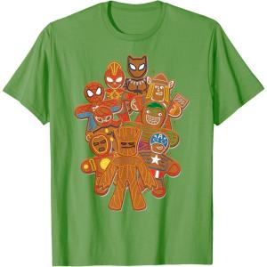 imageMarvel Avengers Gingerbread Cookies Christmas TShirtGrass Green