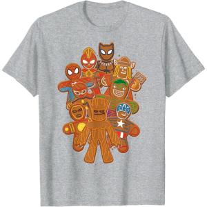imageMarvel Avengers Gingerbread Cookies Christmas TShirtHeather Grey
