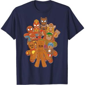 imageMarvel Avengers Gingerbread Cookies Christmas TShirtNavy Blue