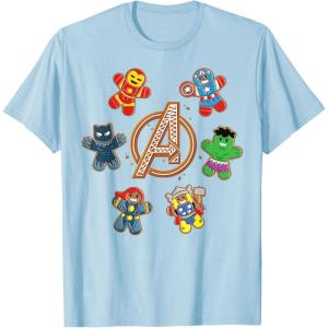 imageMarvel Avengers Holiday Christmas Gingerbread People ampamp Logo TShirtBaby Blue
