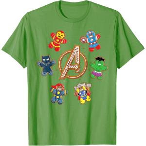 imageMarvel Avengers Holiday Christmas Gingerbread People ampamp Logo TShirtGrass Green