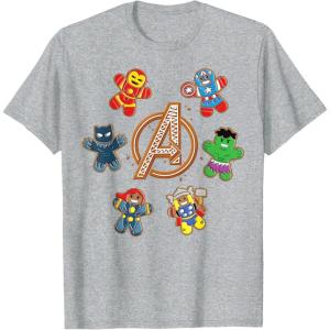 imageMarvel Avengers Holiday Christmas Gingerbread People ampamp Logo TShirtHeather Grey