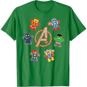 imageMarvel Avengers Holiday Christmas Gingerbread People ampamp Logo TShirtKelly Green