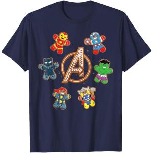 imageMarvel Avengers Holiday Christmas Gingerbread People ampamp Logo TShirtNavy Blue