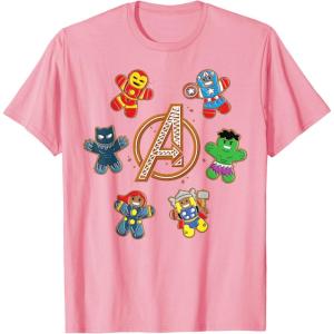 imageMarvel Avengers Holiday Christmas Gingerbread People ampamp Logo TShirtPink