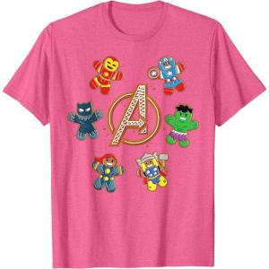 imageMarvel Avengers Holiday Christmas Gingerbread People ampamp Logo TShirtPink Heather