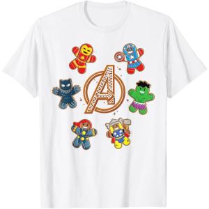 imageMarvel Avengers Holiday Christmas Gingerbread People ampamp Logo TShirtWhite
