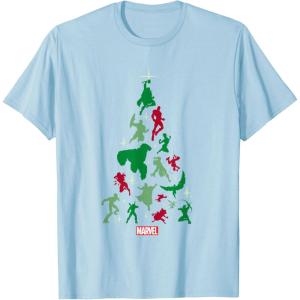 imageMarvel Avengers and Guardians of the Galaxy Christmas Tree Short Sleeve TShirtBaby Blue