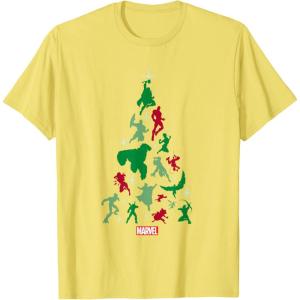imageMarvel Avengers and Guardians of the Galaxy Christmas Tree Short Sleeve TShirtLemon Yellow