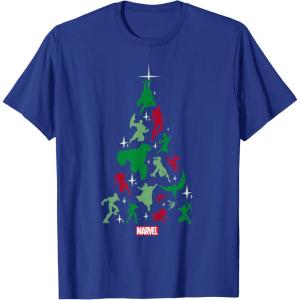 imageMarvel Avengers and Guardians of the Galaxy Christmas Tree Short Sleeve TShirtRoyal Blue