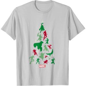 imageMarvel Avengers and Guardians of the Galaxy Christmas Tree Short Sleeve TShirtSilver Grey