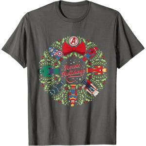 imageMarvel Christmas Avengers Nutcrackers Wreath Heroic Holidays TShirtAsphalt Grey
