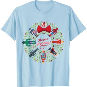 imageMarvel Christmas Avengers Nutcrackers Wreath Heroic Holidays TShirtBaby Blue