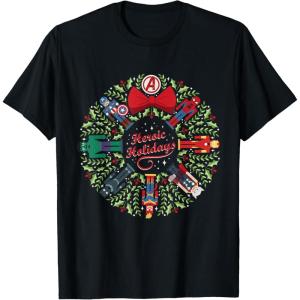 imageMarvel Christmas Avengers Nutcrackers Wreath Heroic Holidays TShirtBlack
