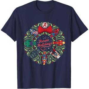 imageMarvel Christmas Avengers Nutcrackers Wreath Heroic Holidays TShirtNavy Blue