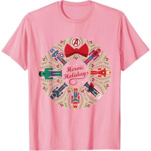 imageMarvel Christmas Avengers Nutcrackers Wreath Heroic Holidays TShirtPink