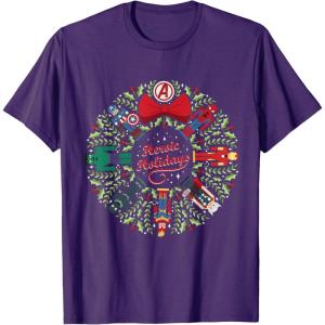imageMarvel Christmas Avengers Nutcrackers Wreath Heroic Holidays TShirtPurple
